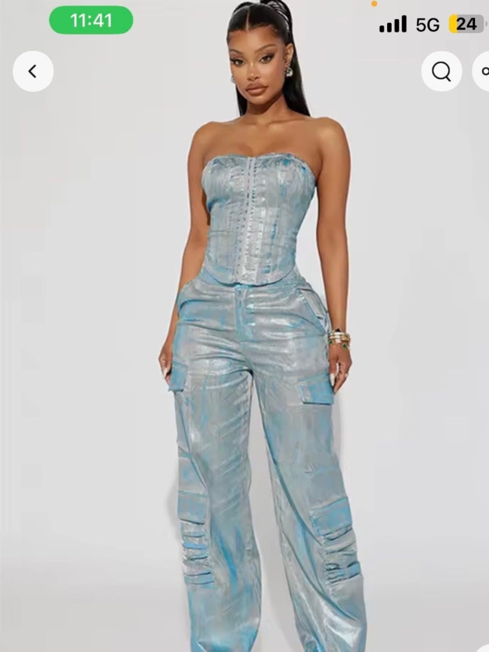 Metallic Blue 2 Piece Set